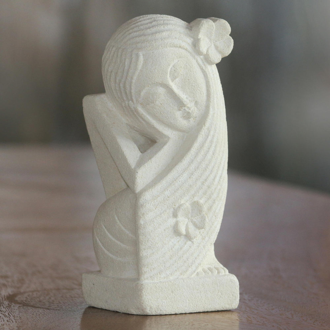 Hand Crafted Sandstone Sculpture of a Woman from Indonesia - Gorgeous Woman