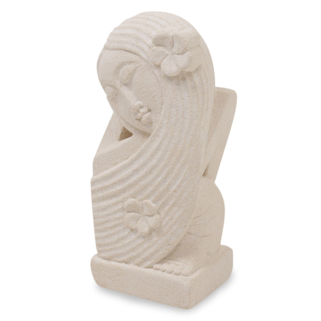 Hand Crafted Sandstone Sculpture of a Woman from Indonesia - Gorgeous Woman
