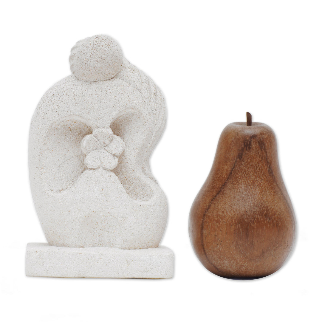 Hand Crafted Romantic Sandstone Sculpture from Indonesia - Melted Hug