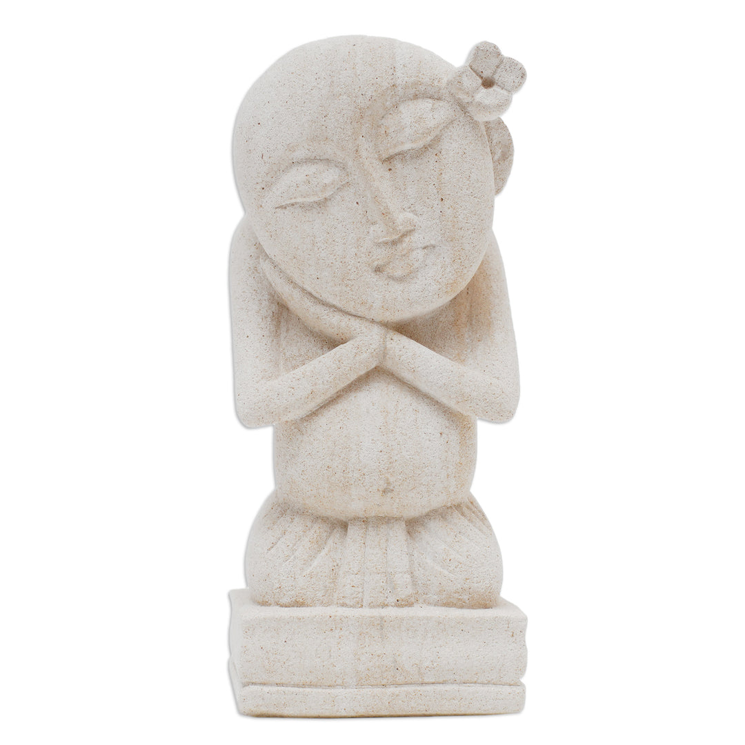 Handmade Sandstone Sculpture from Indonesia - Dreaming Child