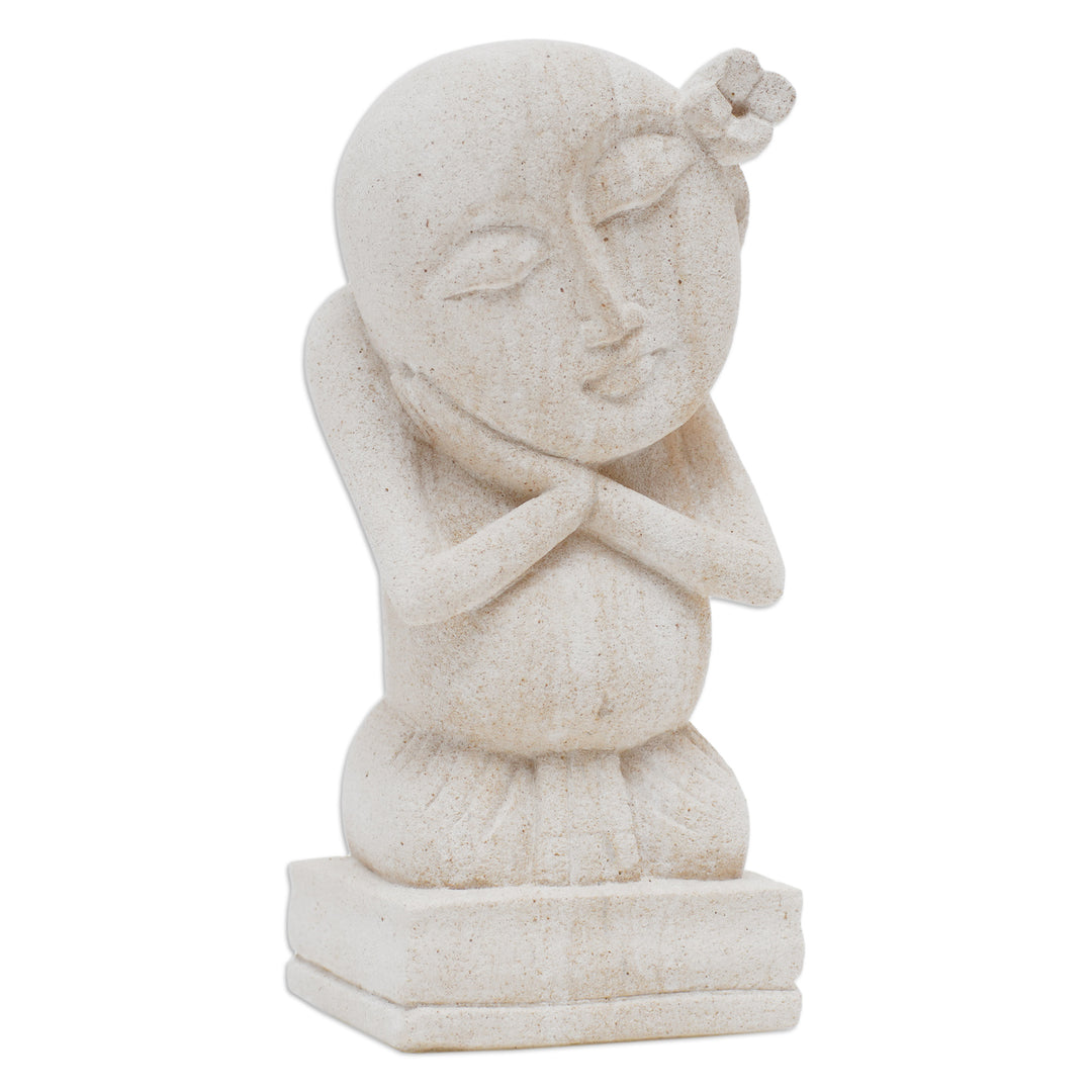Handmade Sandstone Sculpture from Indonesia - Dreaming Child