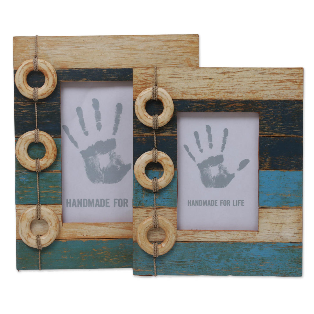 4x6 and 3x5 Albesia Wood Indonesian Nautical Photo Frames - Floating Memories