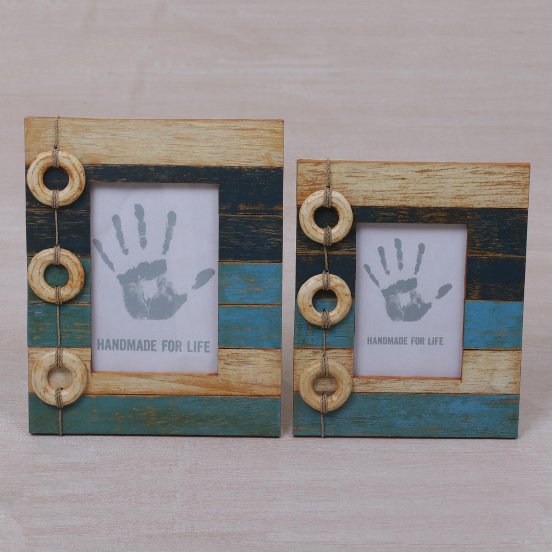 4x6 and 3x5 Albesia Wood Indonesian Nautical Photo Frames - Floating Memories