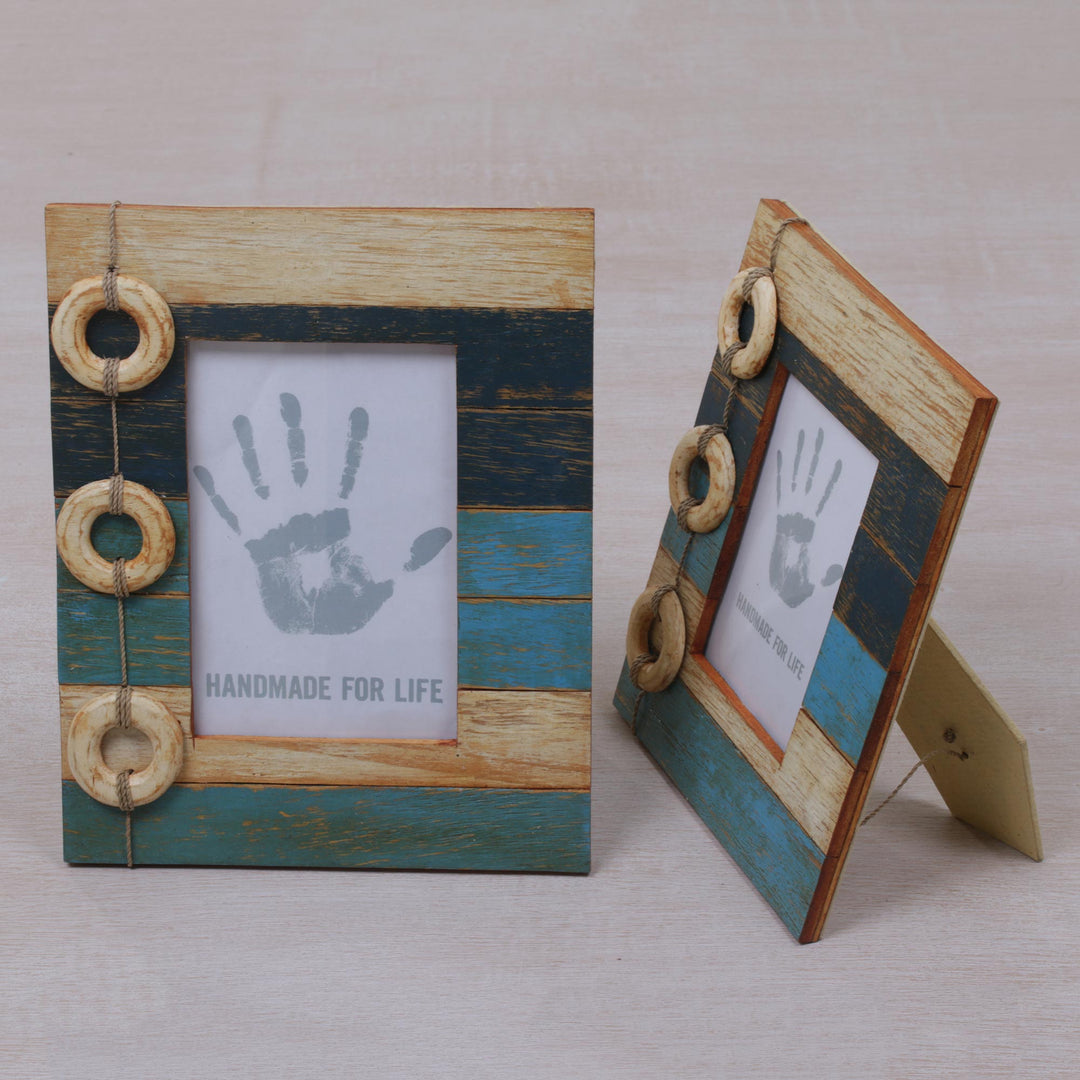 4x6 and 3x5 Albesia Wood Indonesian Nautical Photo Frames - Floating Memories