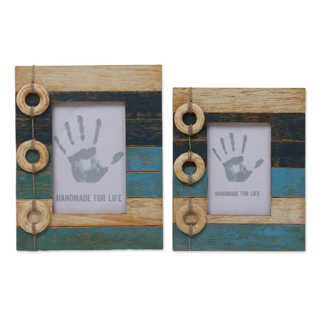 4x6 and 3x5 Albesia Wood Indonesian Nautical Photo Frames - Floating Memories