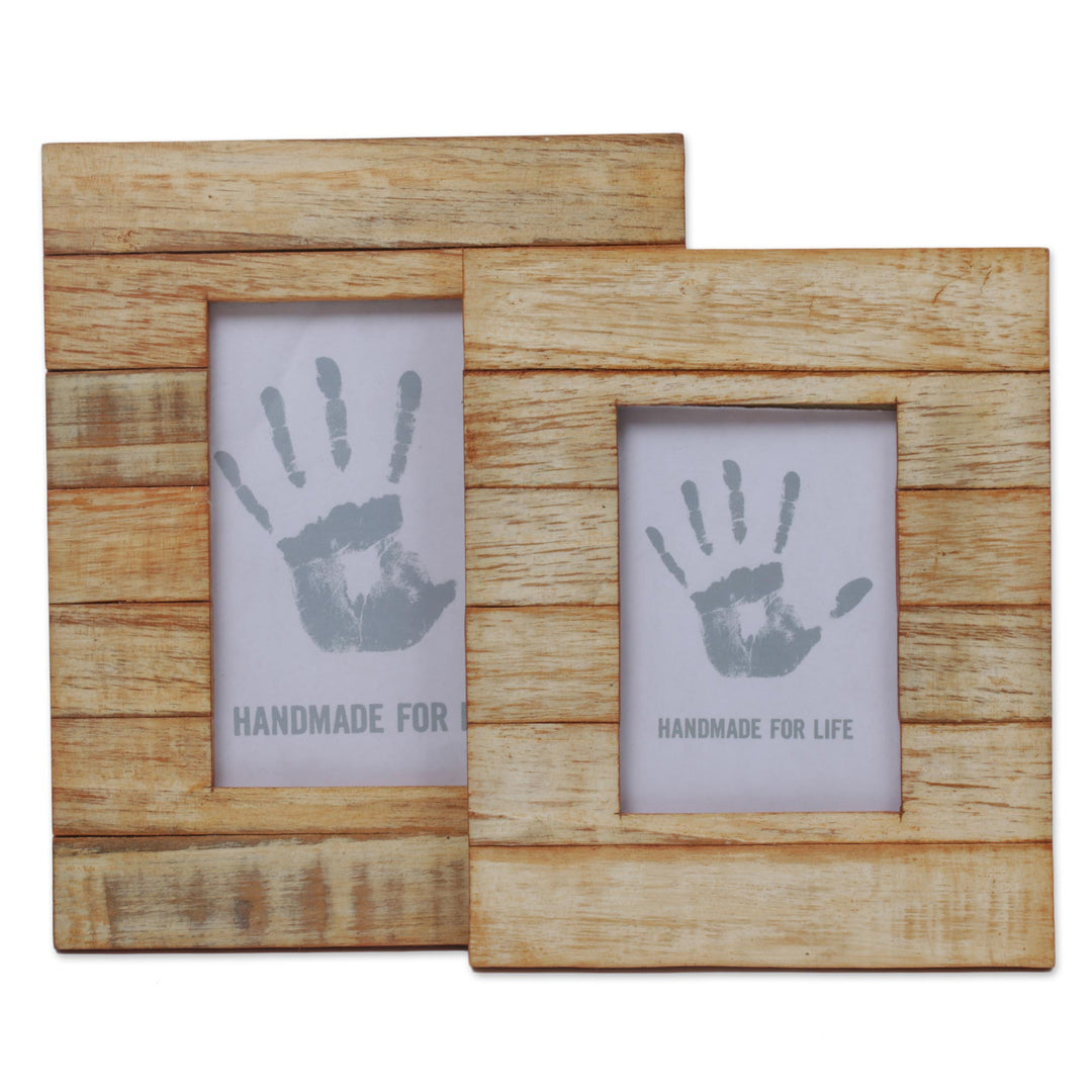 4x6 and 3x5 Natural Finish Albesia Wood Photo Frames - Wood Stripes