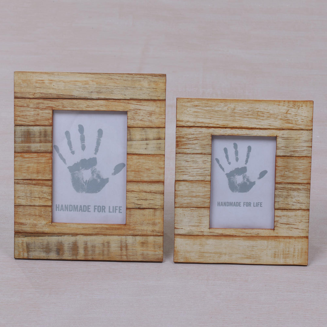 4x6 and 3x5 Natural Finish Albesia Wood Photo Frames - Wood Stripes