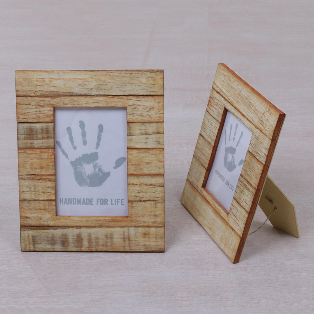 4x6 and 3x5 Natural Finish Albesia Wood Photo Frames - Wood Stripes