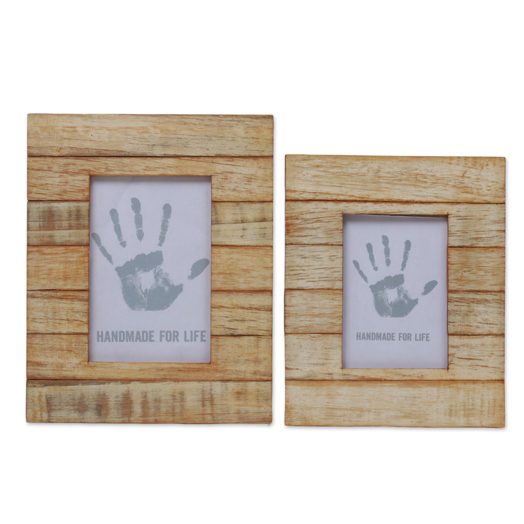 4x6 and 3x5 Natural Finish Albesia Wood Photo Frames - Wood Stripes