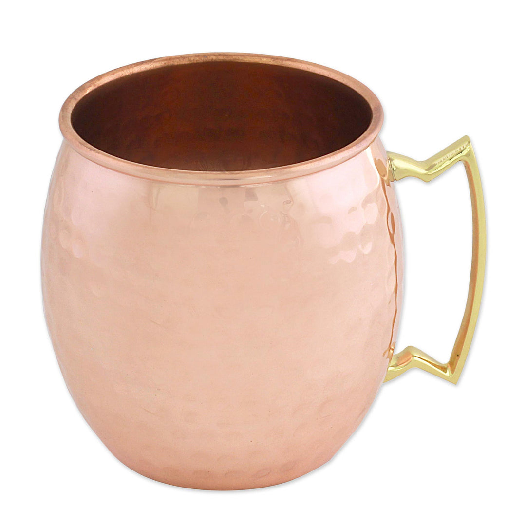 Set of Four Hand Crafted Copper and Brass Mugs from India - Tavern Style