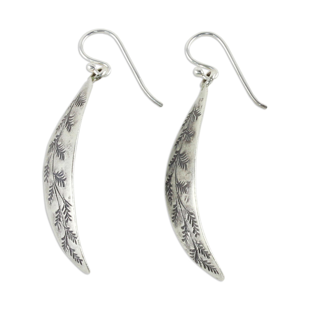 Leaf Motif Sterling Silver Dangle Earrings from Thailand - Hanging Ferns