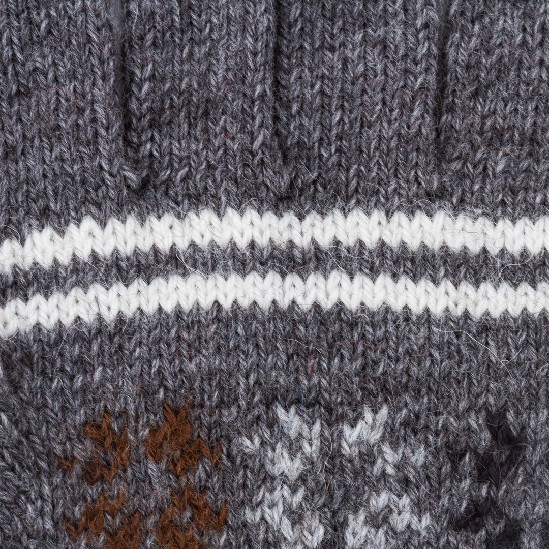 Alpaca Blend Gloves in Slate Grey and Ivory from Peru - Slate Stars