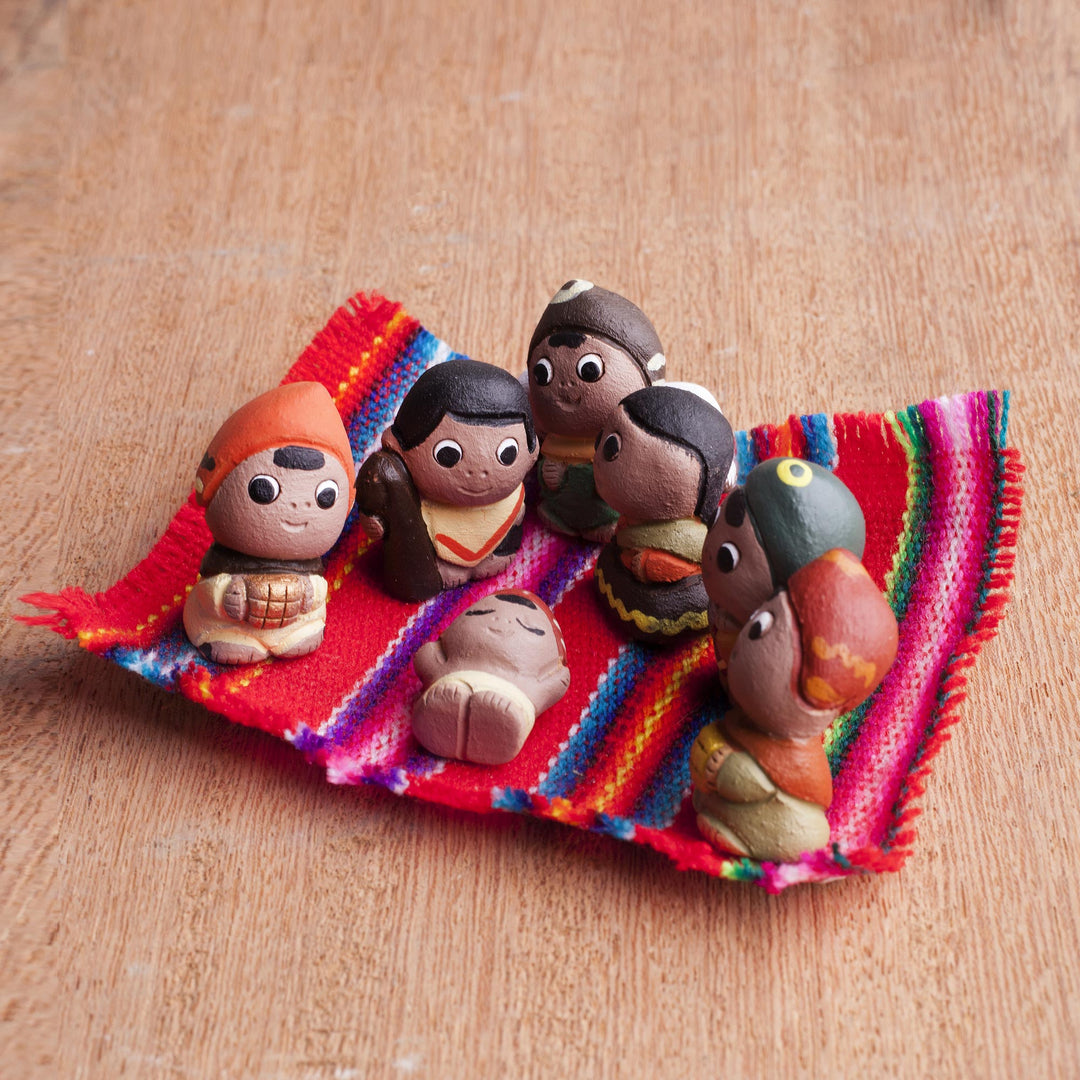 Christmas Mini Nativity Scene Sculptures (7 Pieces) - Mini Christmas in Peru