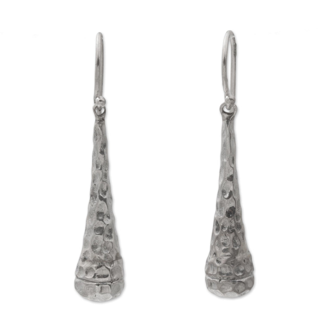 Textured 925 Sterling Silver Dangle Earrings from Bali - Beehives