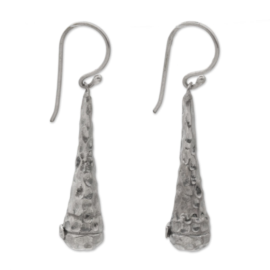 Textured 925 Sterling Silver Dangle Earrings from Bali - Beehives