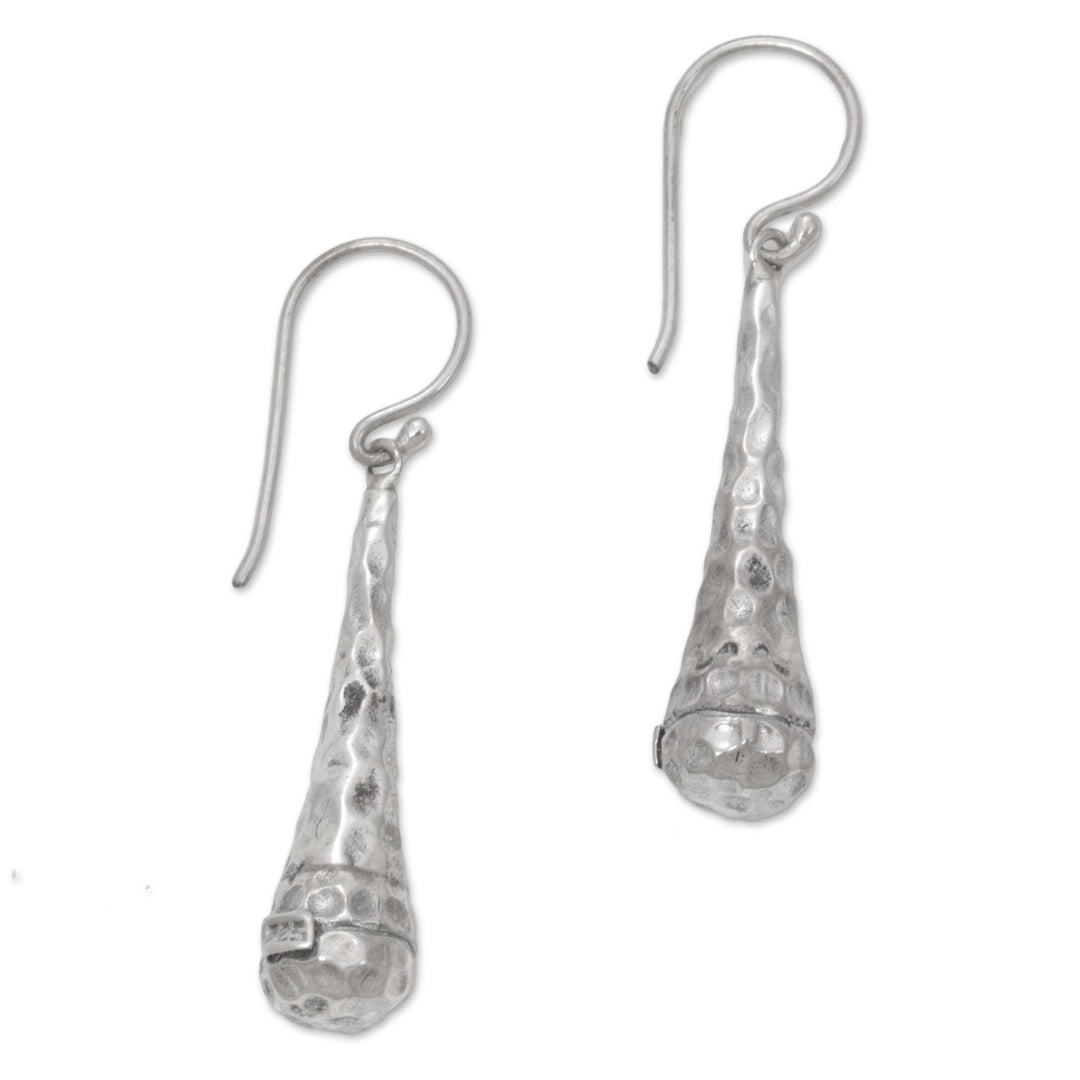 Textured 925 Sterling Silver Dangle Earrings from Bali - Beehives