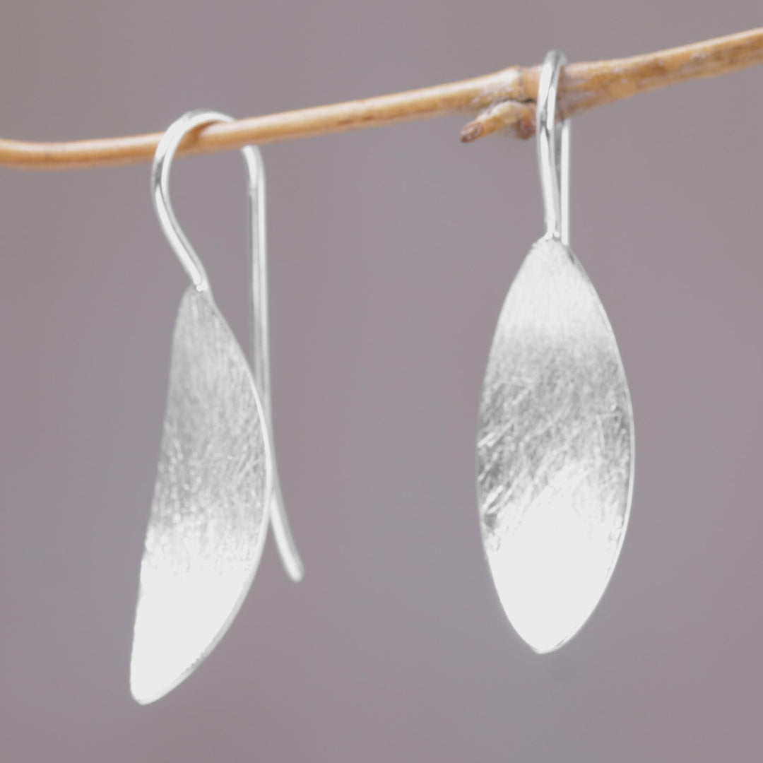 925 Sterling Silver Shimmering Drop Earrings from Bali - Shimmering Curves