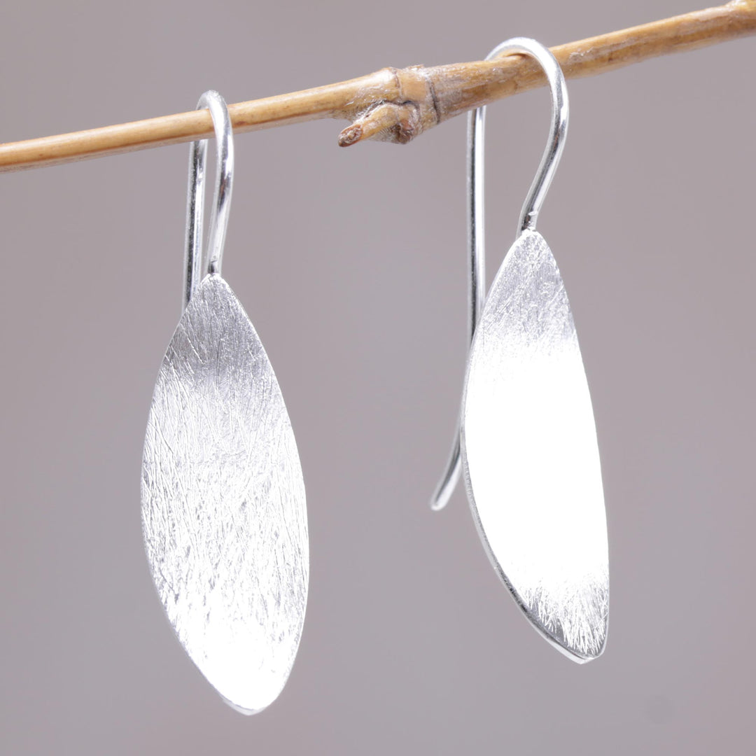 925 Sterling Silver Shimmering Drop Earrings from Bali - Shimmering Curves