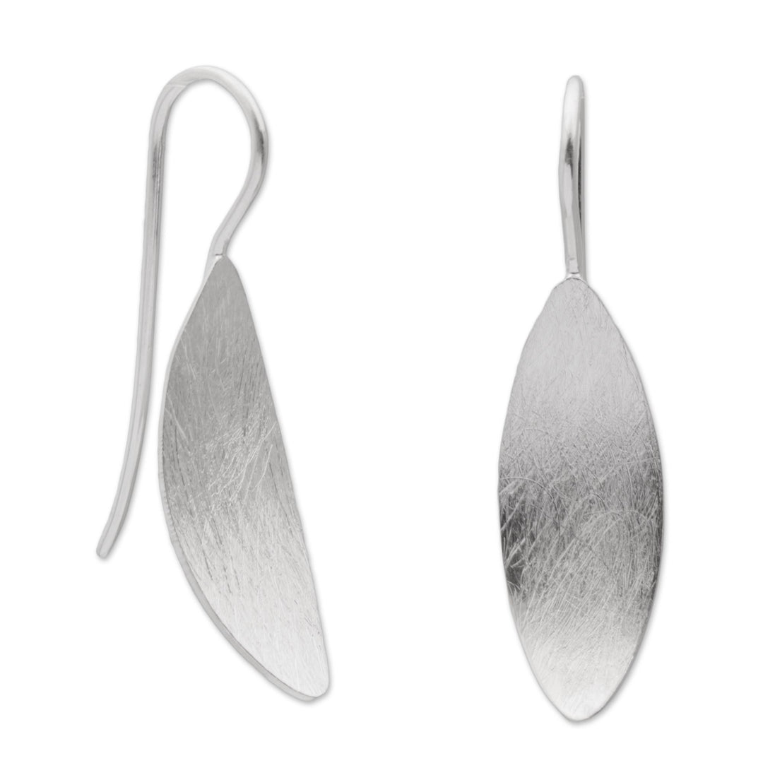 925 Sterling Silver Shimmering Drop Earrings from Bali - Shimmering Curves