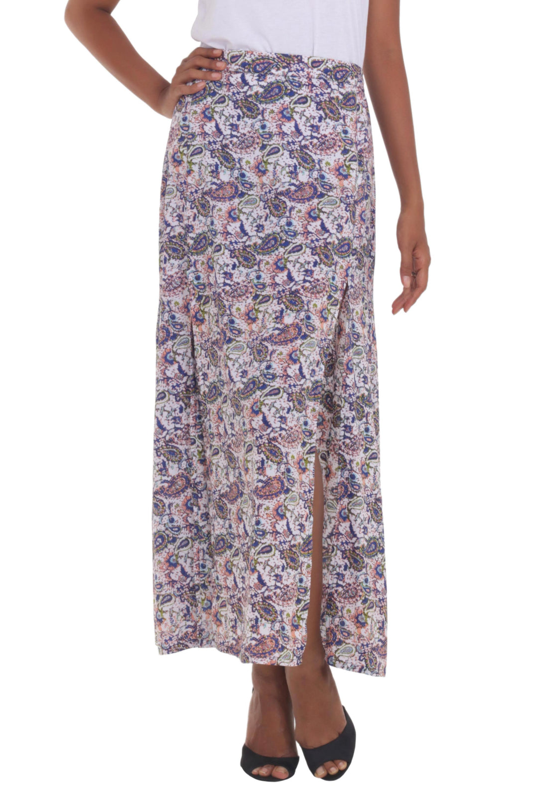 Long Rayon Skirt with Paisley Pattern from Indonesia - Pretty in Paisley