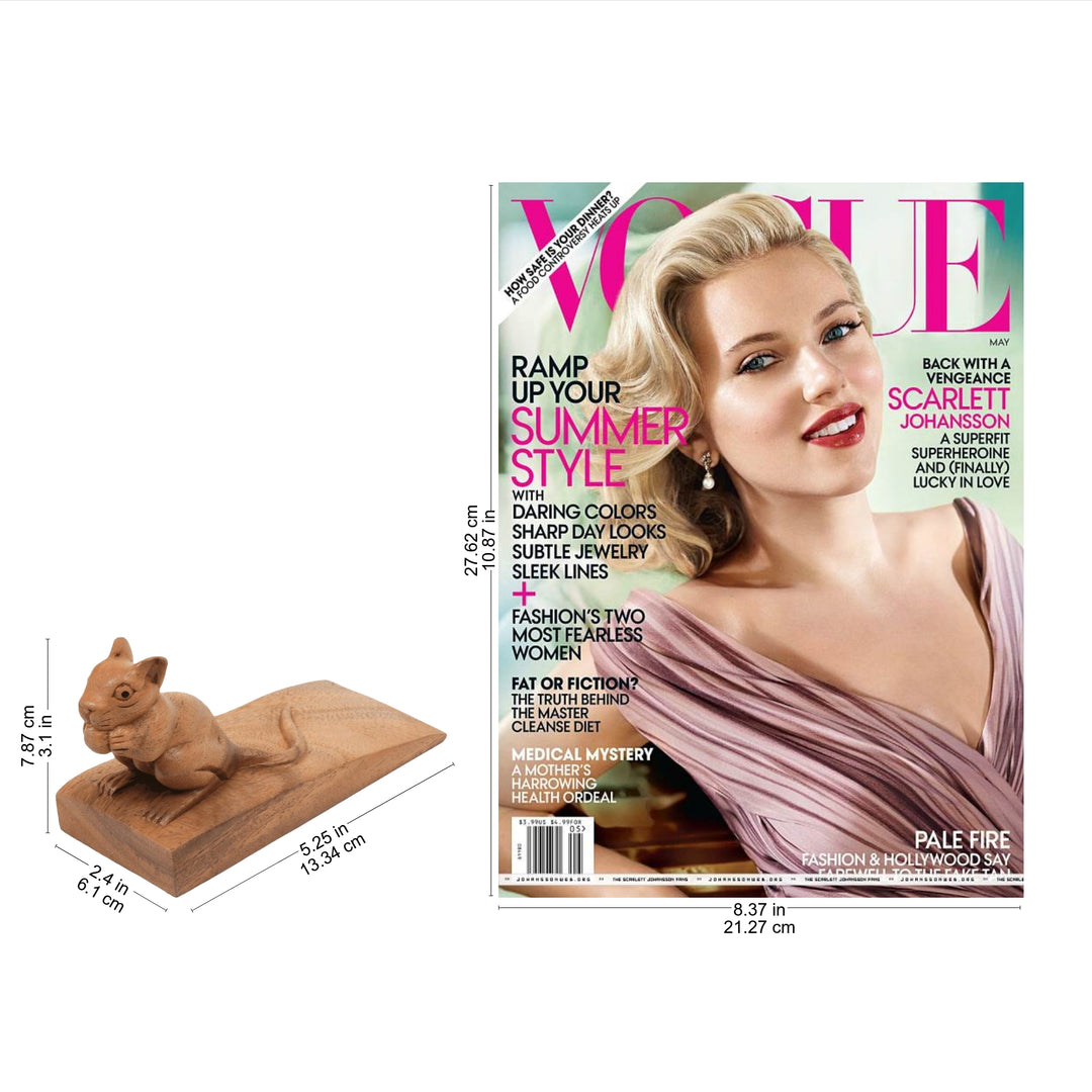 Hand Carved Suar Wood Mouse Door Stopper in Brown from Bali - Charming Mouse in Brown