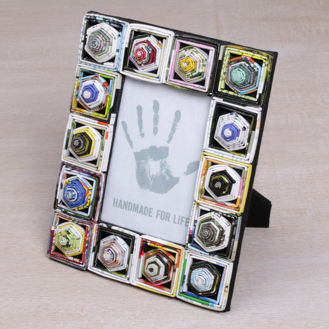 4x6 Recycled Paper Multicolored Photo Frame from Bali - Rising Temples