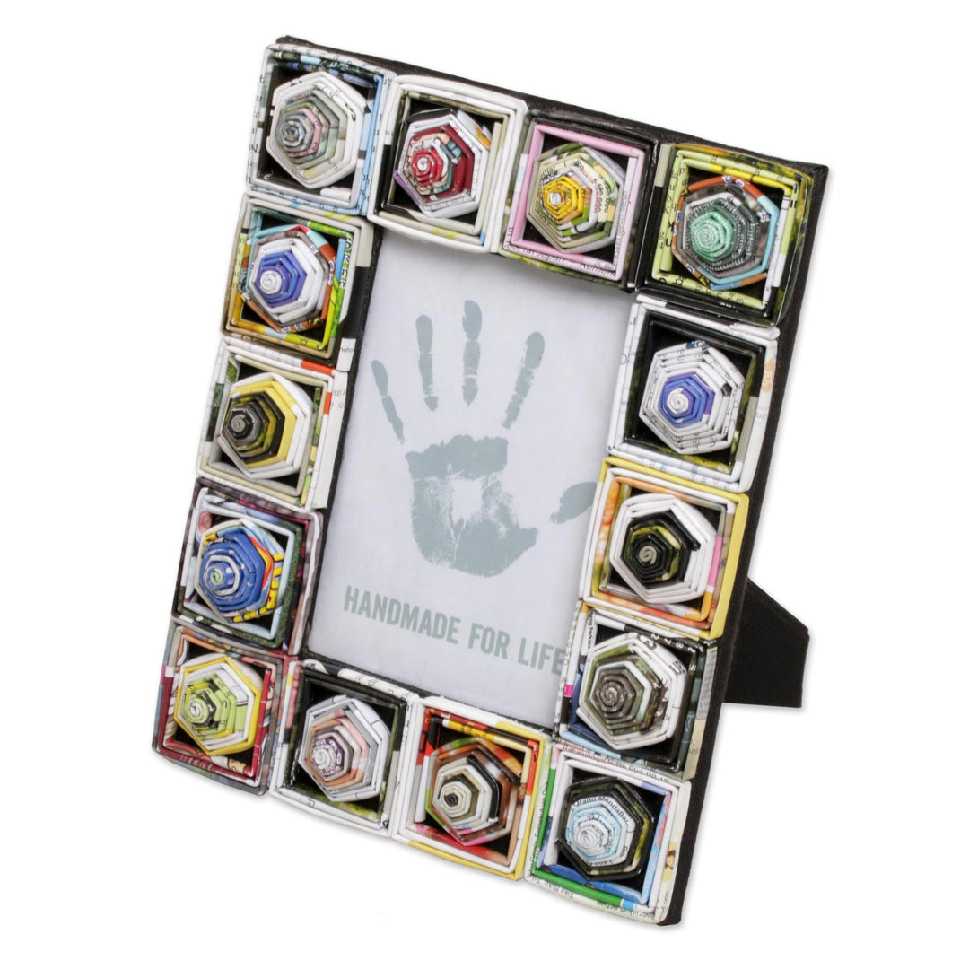 4x6 Recycled Paper Multicolored Photo Frame from Bali - Rising Temples