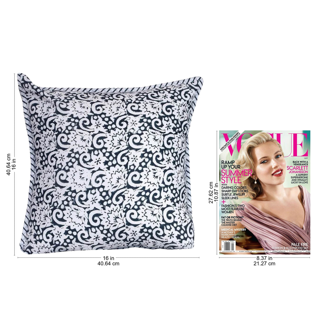 Square Cotton Cushion Covers in Grey and White Print (Pair) - Misty Morning