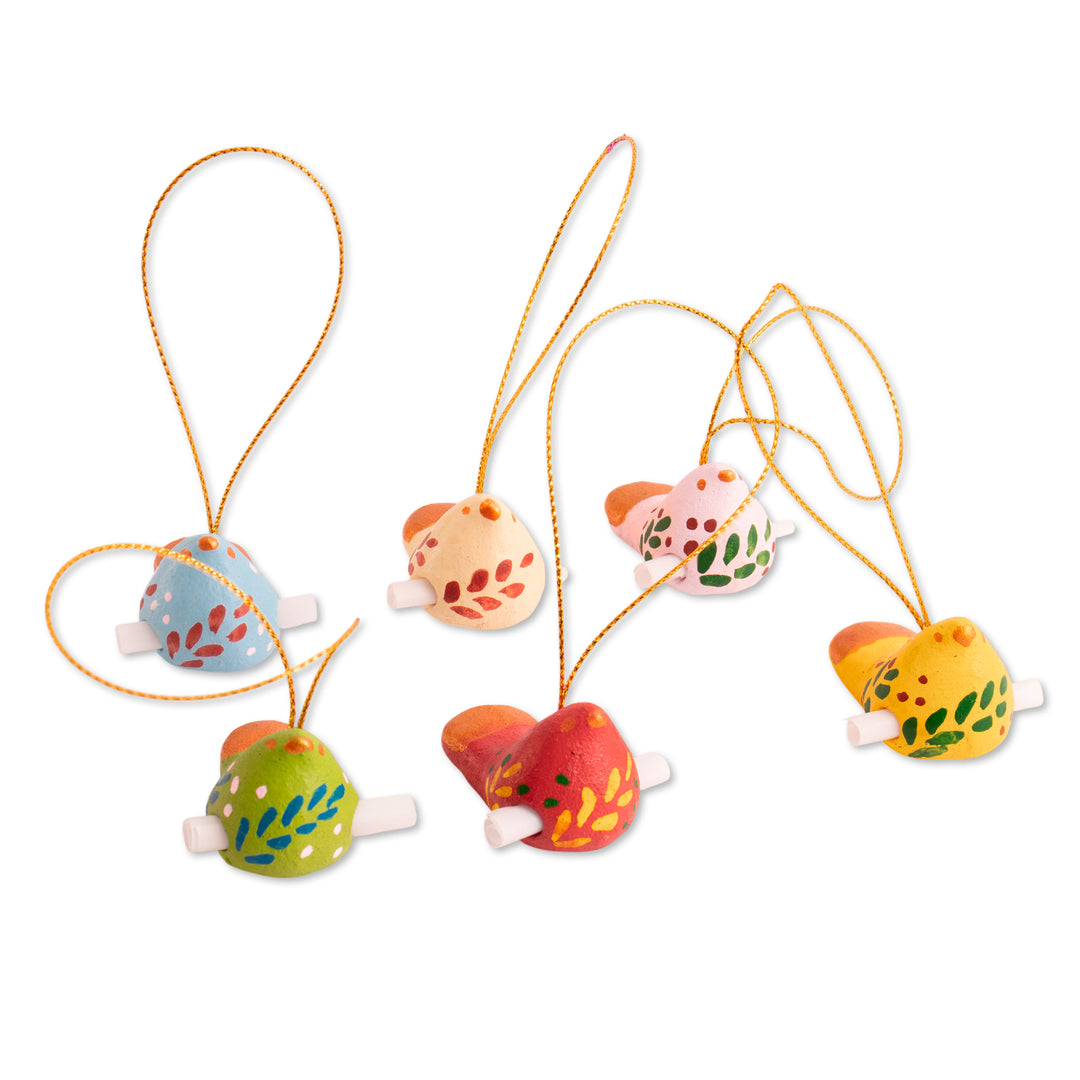 6 Handcrafted Christmas Dove Ceramic Messenger Ornaments - Christmas Messengers