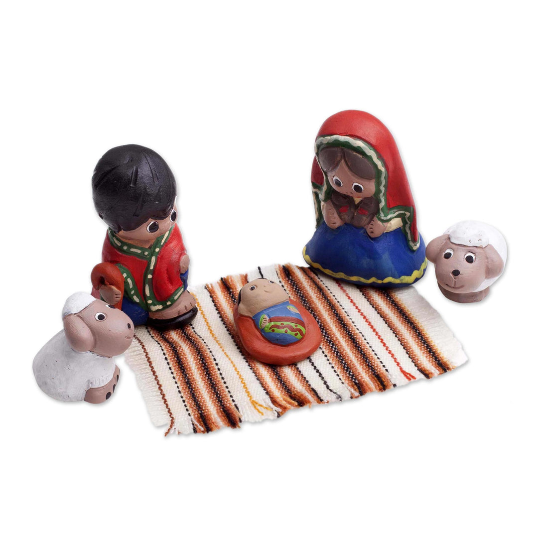 Artisan Crafted 5-Piece Mini Ceramic Nativity Scene - Christmas Innocence