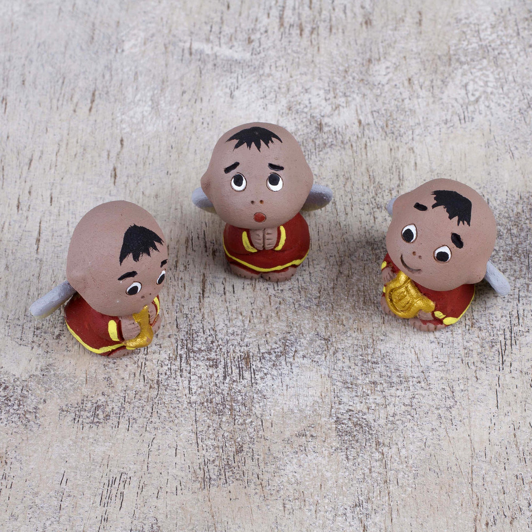 Set of 3 Petite Ceramic Christmas Angel Figurines - Little Angel Choir