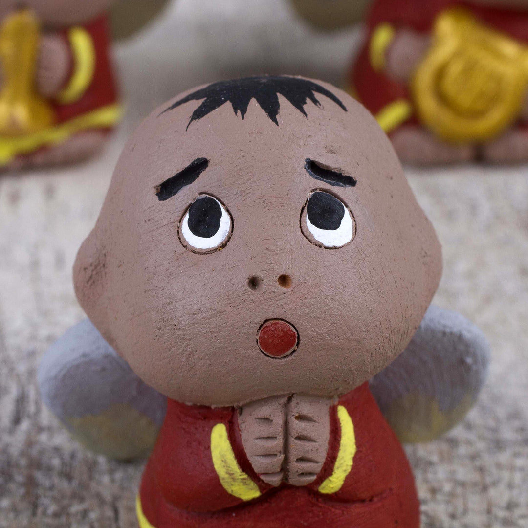 Set of 3 Petite Ceramic Christmas Angel Figurines - Little Angel Choir