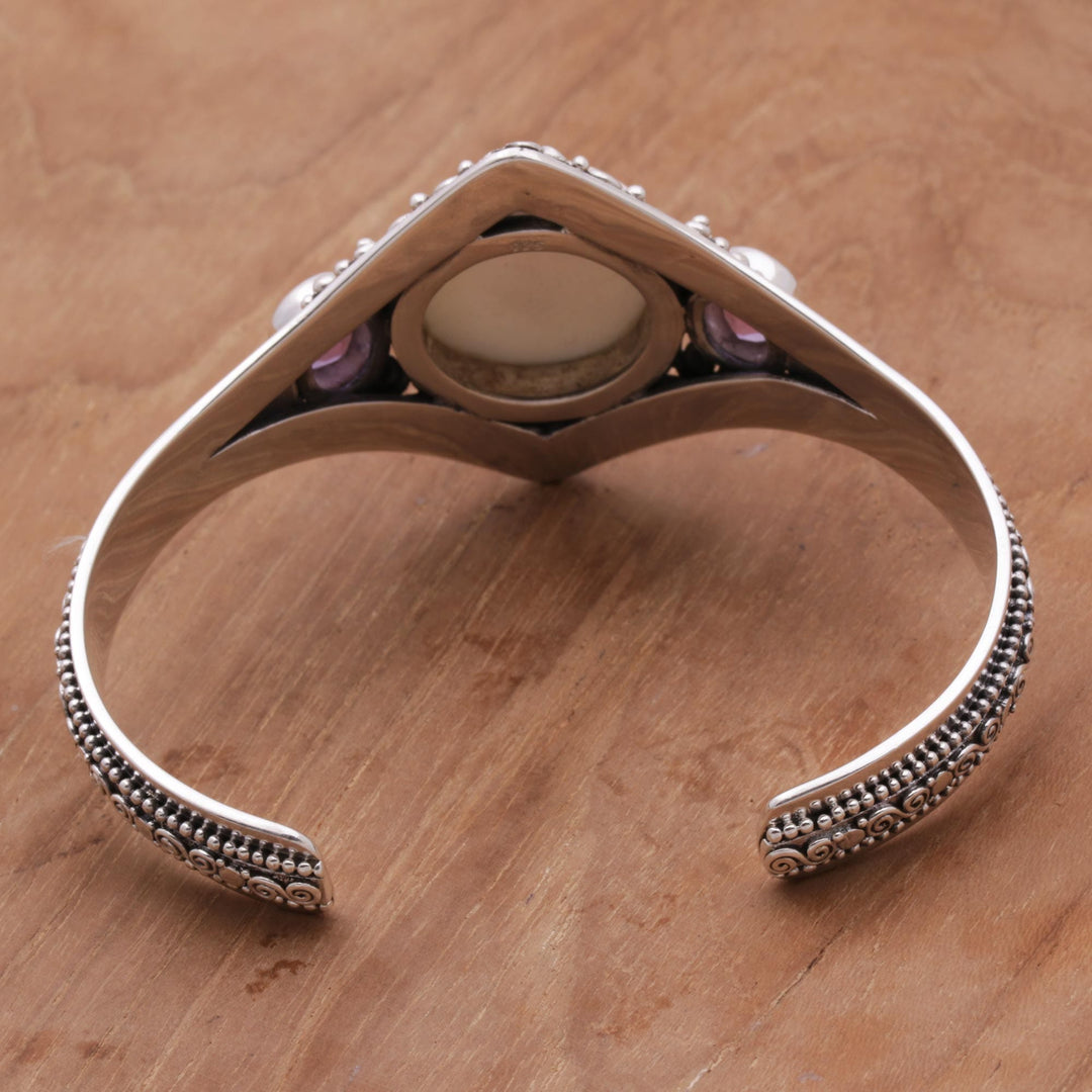 Artisan Crafted Amethyst Cuff Bracelet from Bali - Stellar Embrace