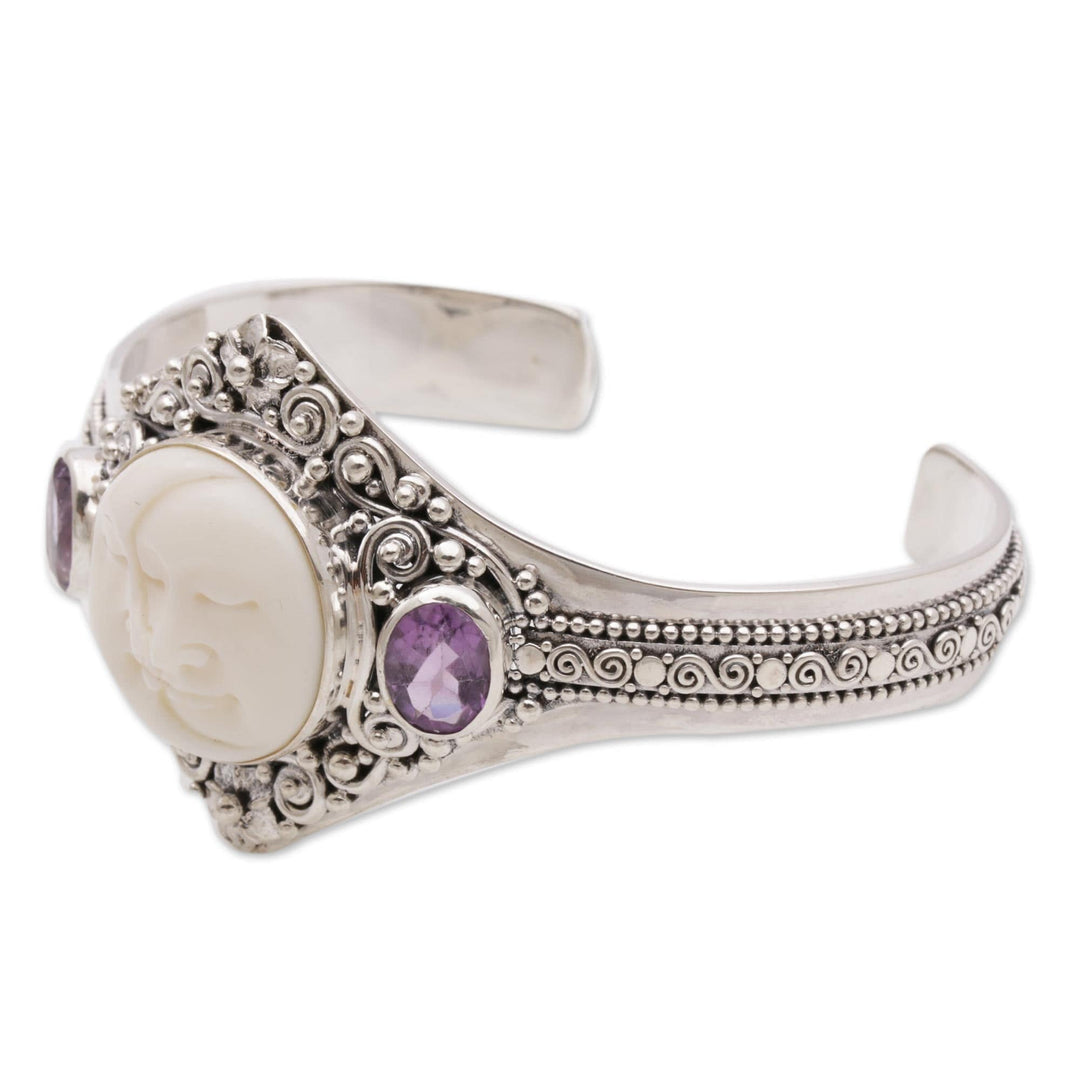 Artisan Crafted Amethyst Cuff Bracelet from Bali - Stellar Embrace
