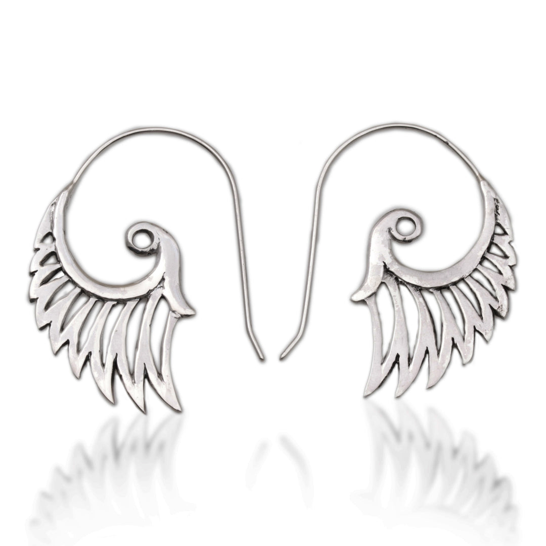 Indonesian Handmade Sterling Silver Wing Drop Earrings - Winged Beauty