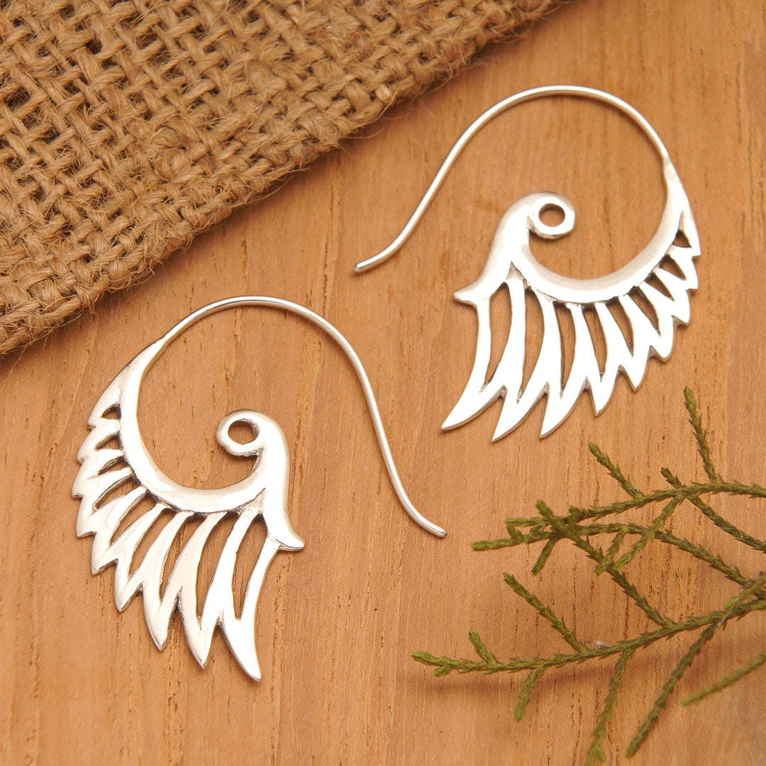 Indonesian Handmade Sterling Silver Wing Drop Earrings - Winged Beauty