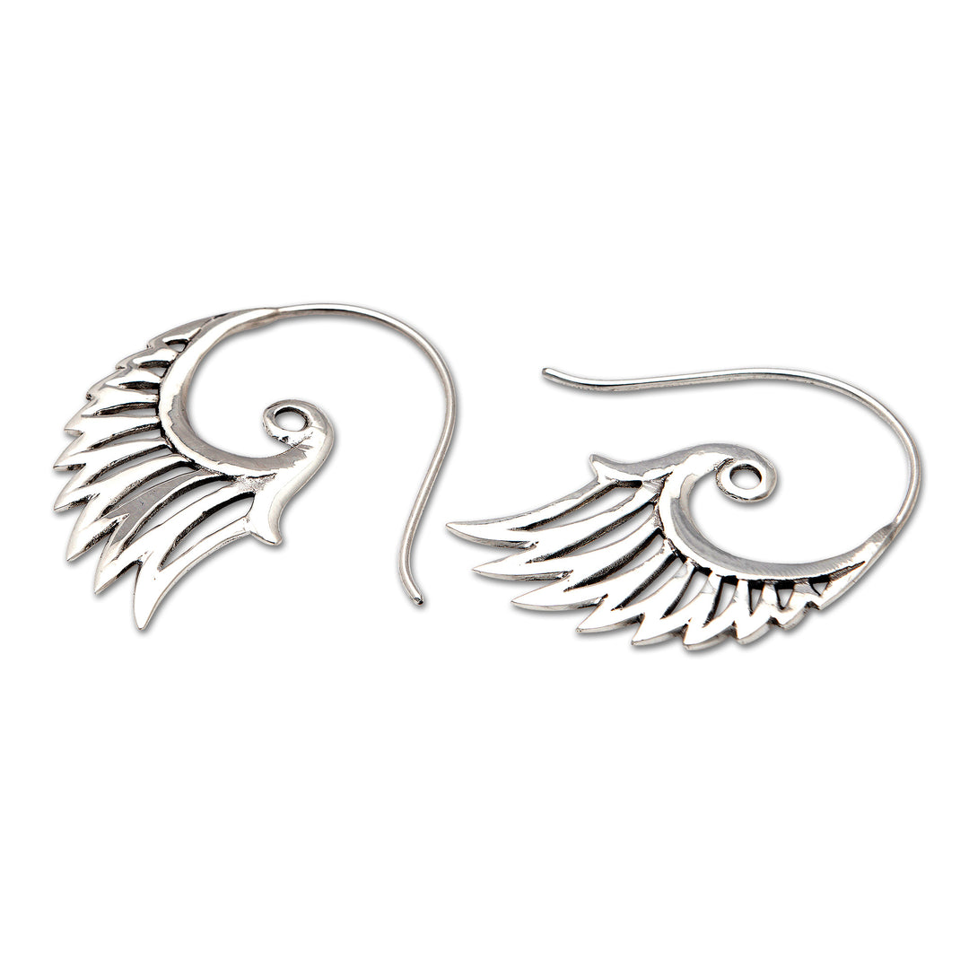 Indonesian Handmade Sterling Silver Wing Drop Earrings - Winged Beauty