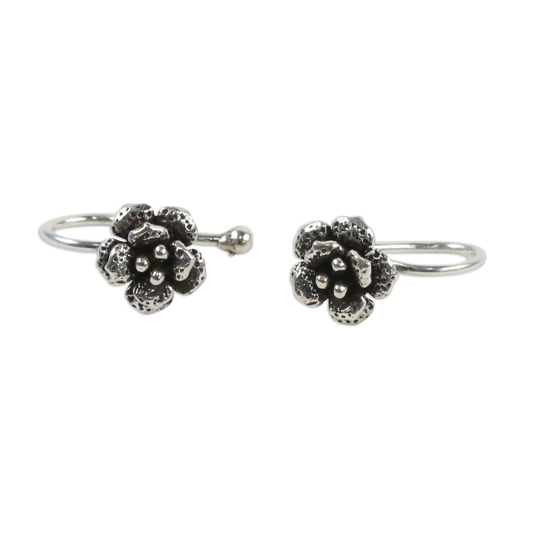 Handcrafted Sterling Silver Flower Ear Cuffs from Thailand - Garden Blossoms