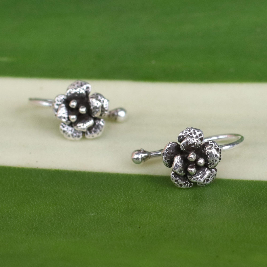 Handcrafted Sterling Silver Flower Ear Cuffs from Thailand - Garden Blossoms