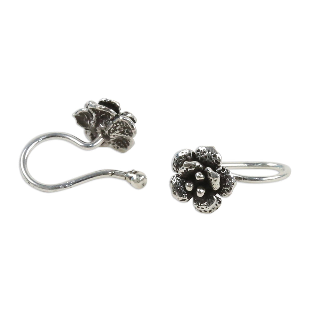 Handcrafted Sterling Silver Flower Ear Cuffs from Thailand - Garden Blossoms