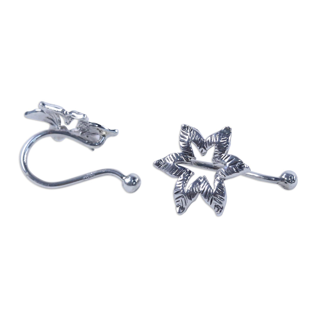 Handcrafted Sterling Silver Flower Ear Cuffs from Thailand - Floral Summer