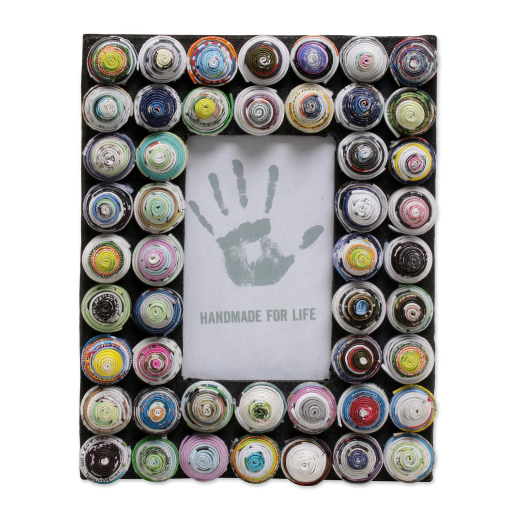 3x5 Recycled Paper Photo Frame with Circle Motifs - Colorful Shrines