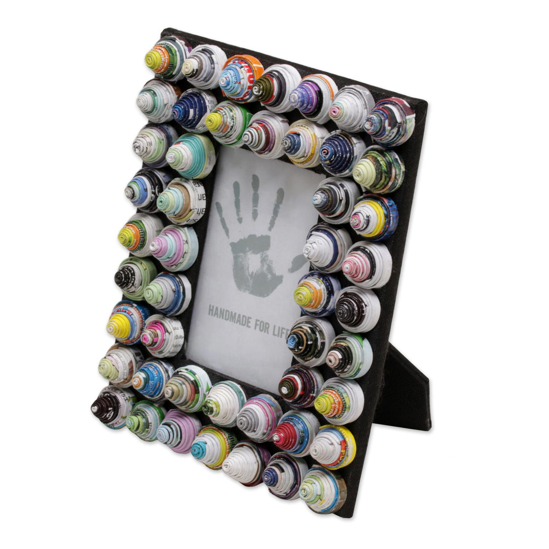 3x5 Recycled Paper Photo Frame with Circle Motifs - Colorful Shrines