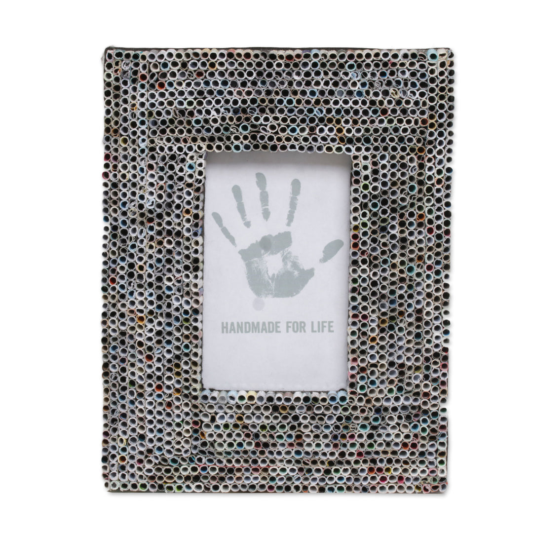 Recycled Paper Multicolored Photo Frame from Bali 3x5 - Straw Memories