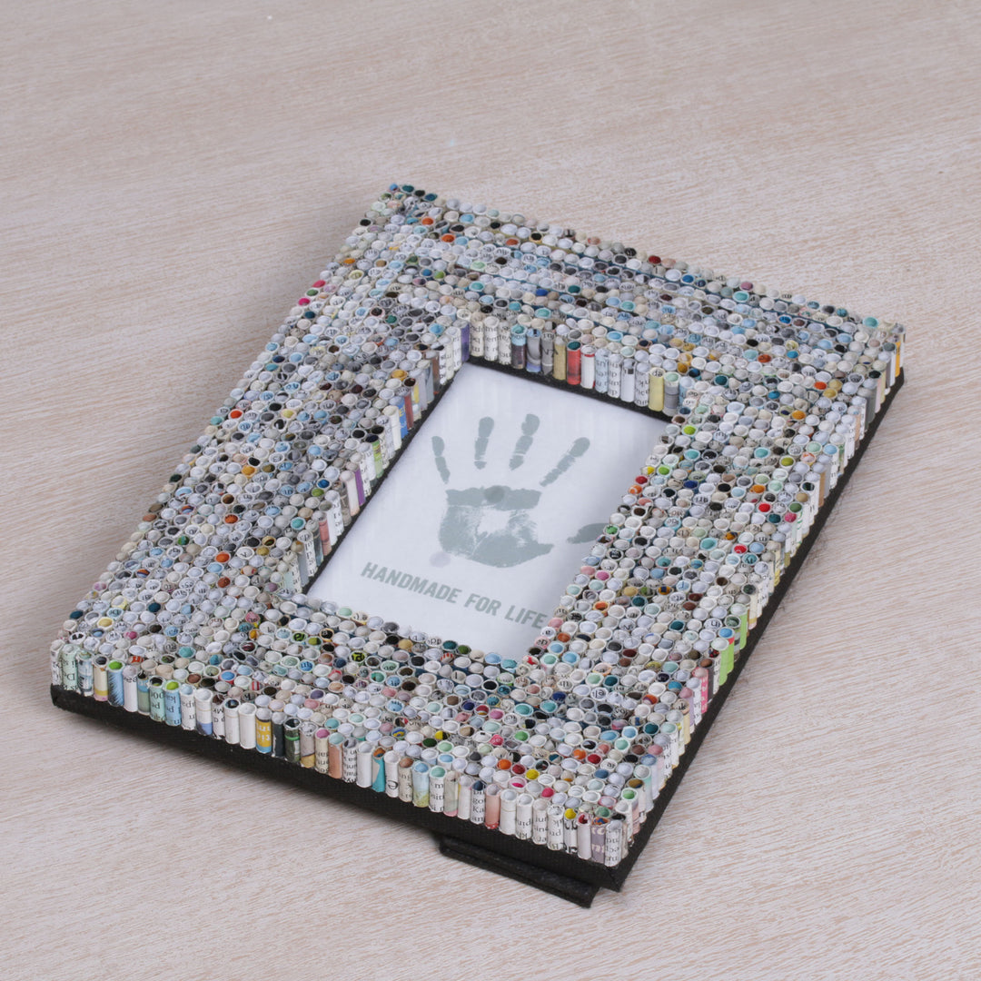 Recycled Paper Multicolored Photo Frame from Bali 3x5 - Straw Memories