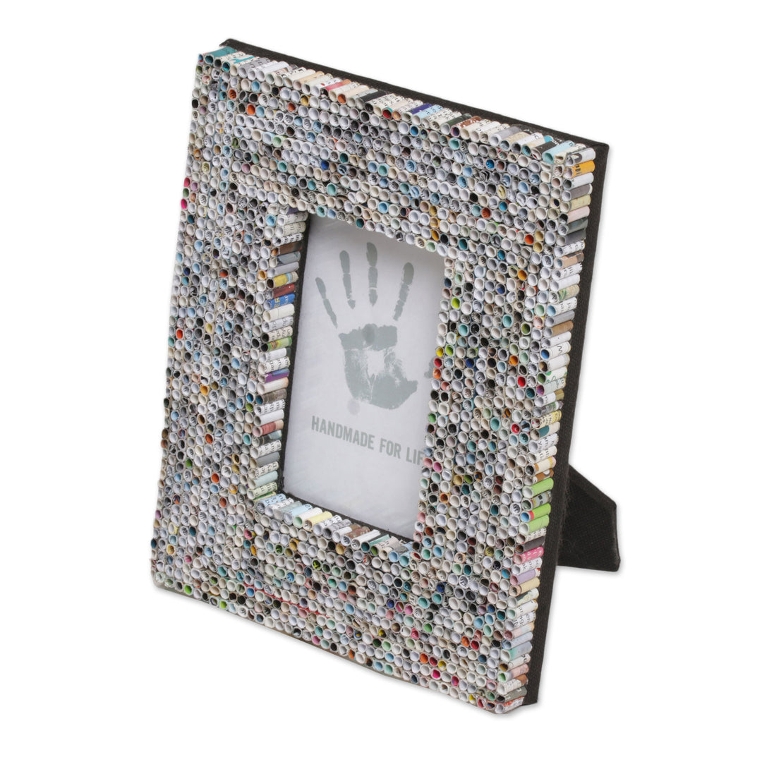 Recycled Paper Multicolored Photo Frame from Bali 3x5 - Straw Memories
