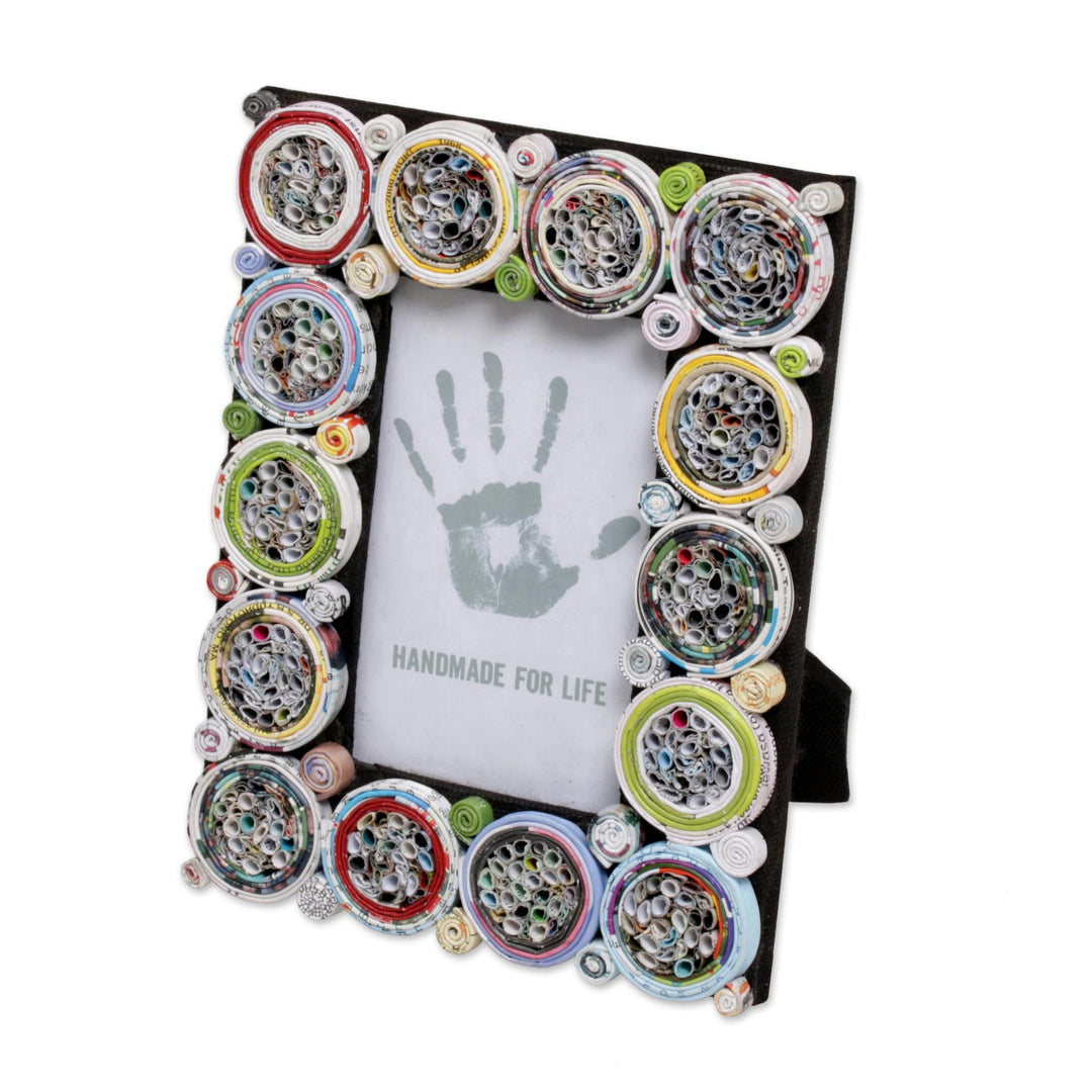 3x5 Recycled Paper Circle Motif Photo Frame from Bali - Memory Circles