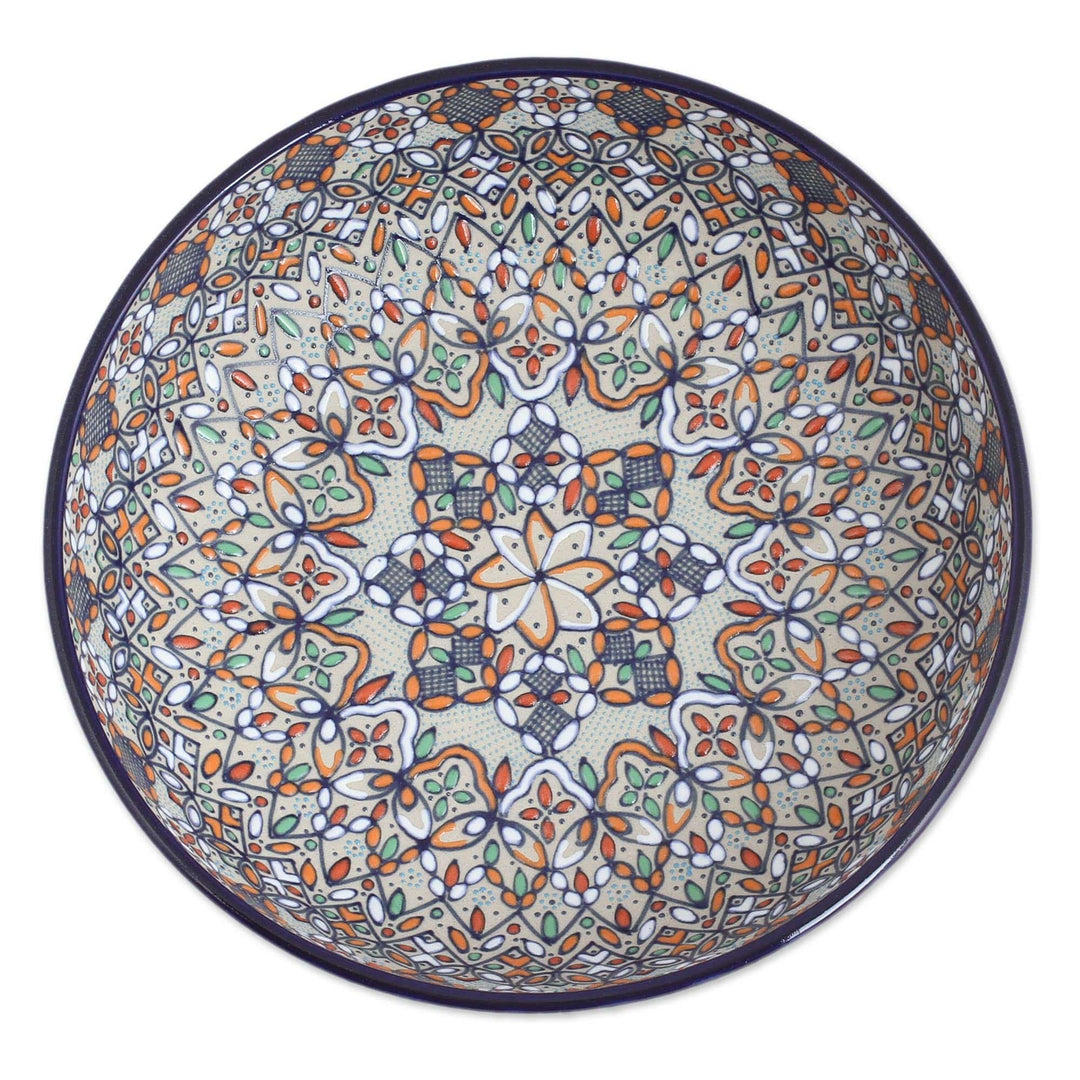 Hand-Painted Ceramic Fruit Bowl from Mexico - Guanajuato Festivals