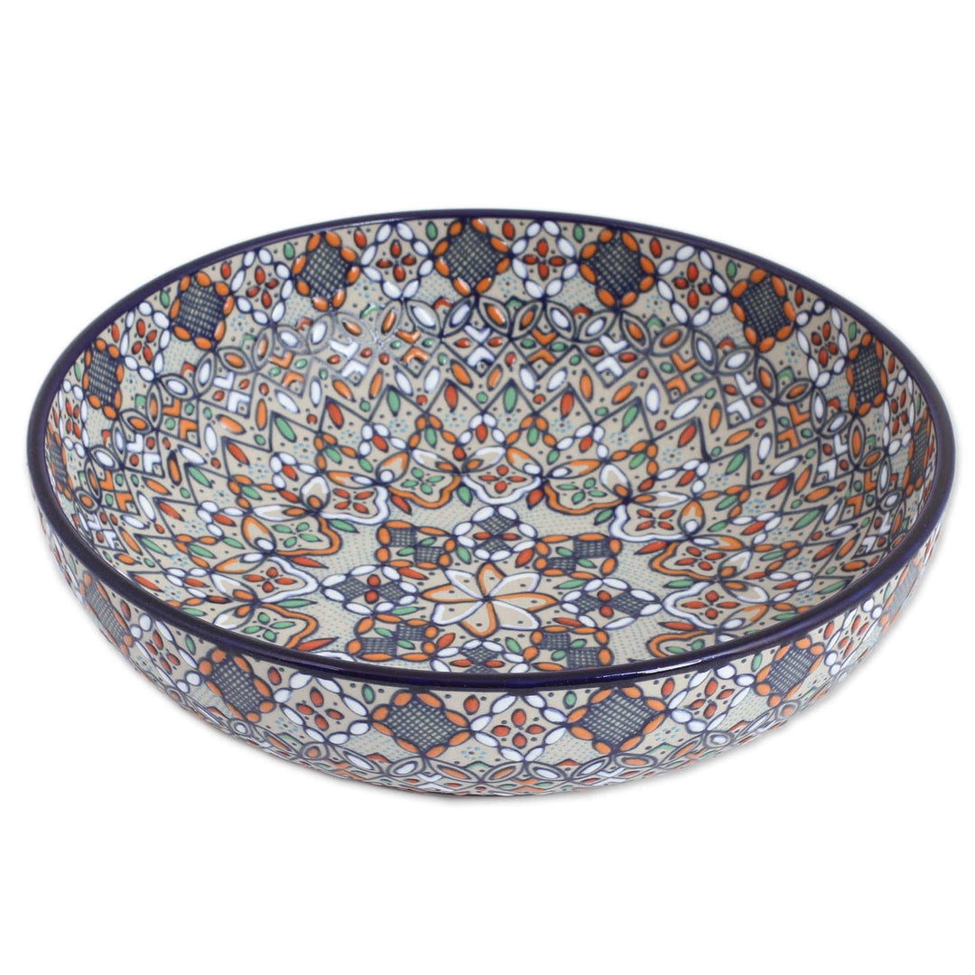 Hand-Painted Ceramic Fruit Bowl from Mexico - Guanajuato Festivals