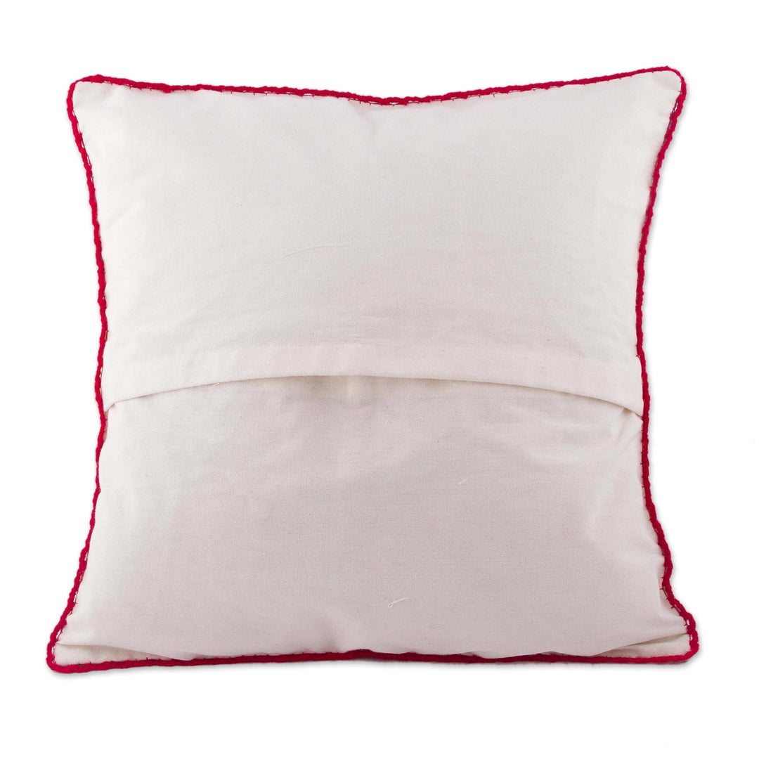 Cotton Blend Nature Themed Patchwork Cushion Cover from Peru - Andean Nature Scene